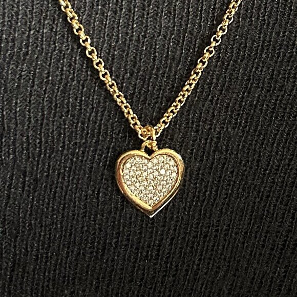 New HEART CZ Micro Pave Necklace Gold HW  ❤️ - Picture 1 of 7